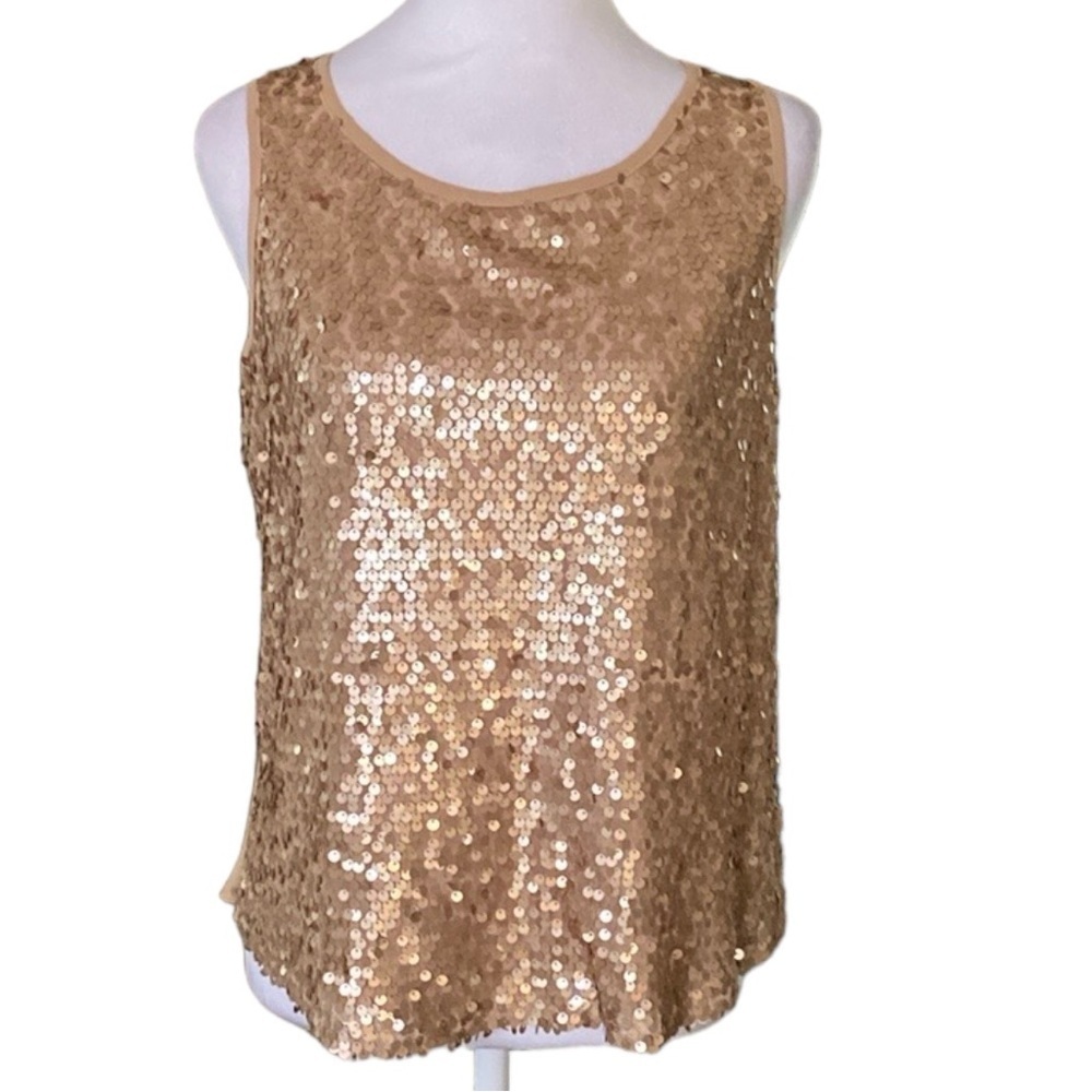 Forever 21 Juniors Gold Sleeveless Matte Sequin Tank Top size S